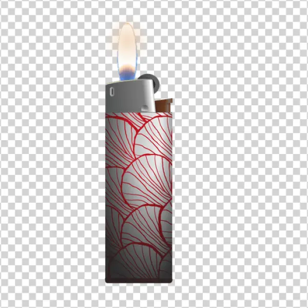 Red Pattern Lighter with Flame PNG Transparent