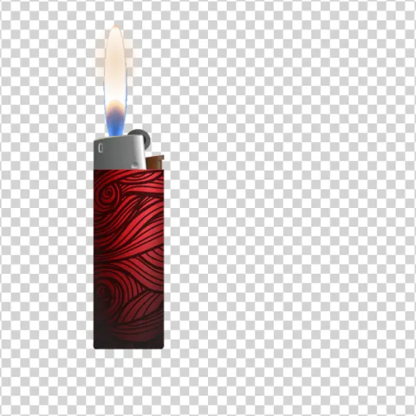 Red Lighter with Flame PNG Transparent Background