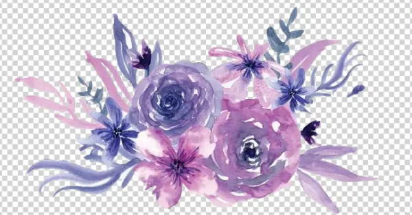 Watercolor Purple Pink Floral Bouquet PNG Transparent Background