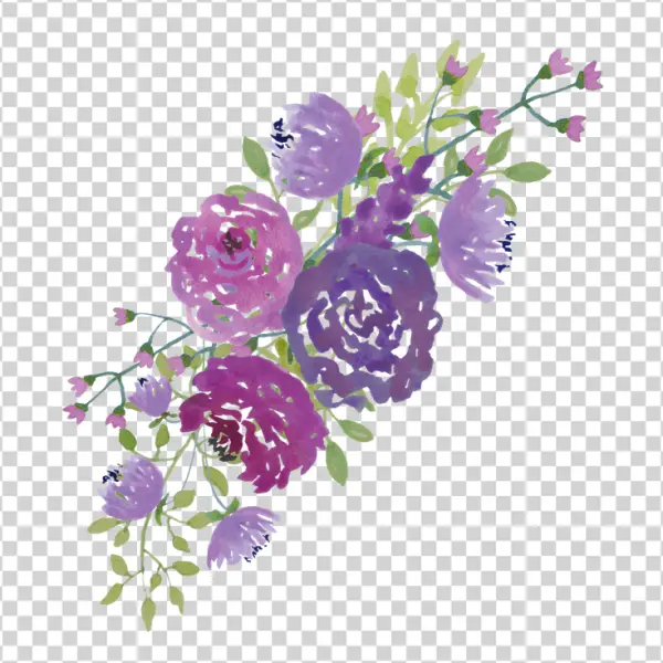 Purple Watercolor Floral Bouquet PNG