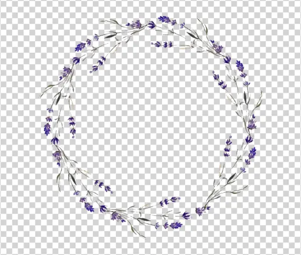 Watercolor Lavender Wreath PNG Transparent Background