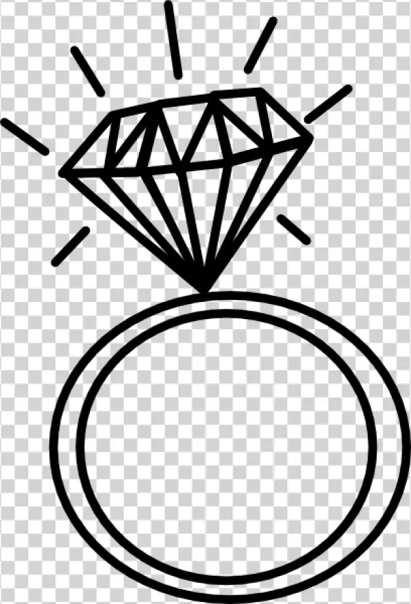 Sparkling Diamond Ring Outline Icon PNG