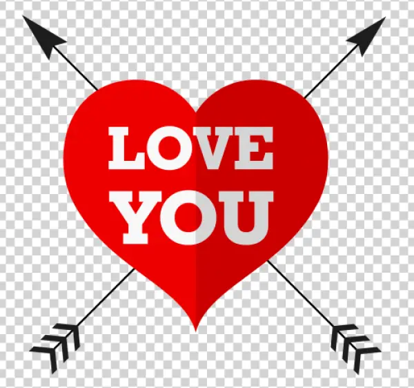Red Heart Love You with Arrows PNG Transparent Background