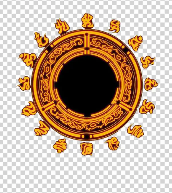 Ornate Golden Fantasy Emblem PNG Transparent Background