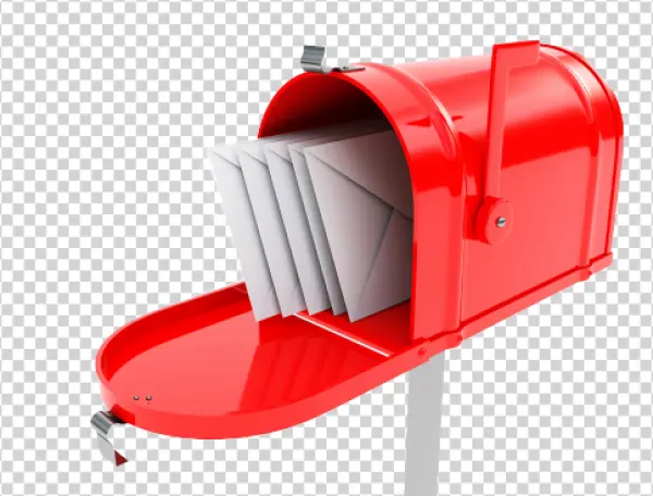 Open Red Mailbox Full of Letters PNG