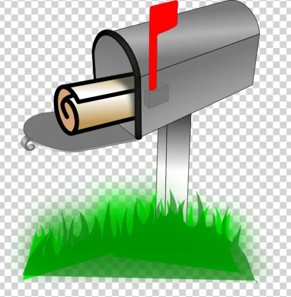 Mailbox with Scroll and Green Grass PNG