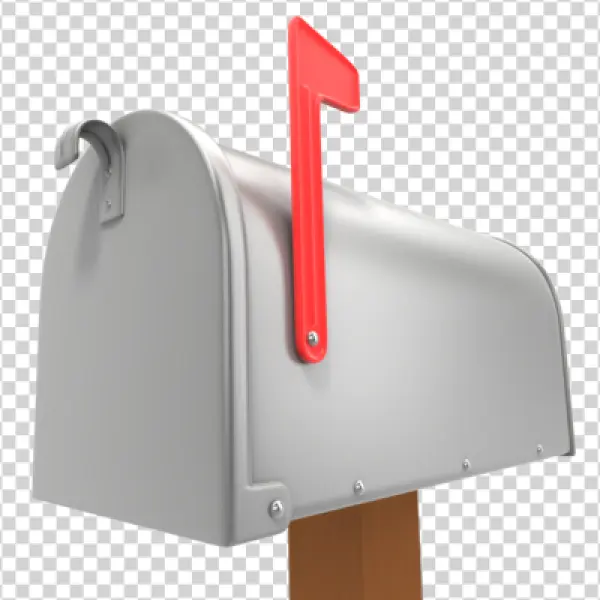 3D Mailbox with Red Flag PNG Transparent Background