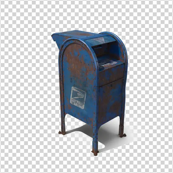 Rusty Blue Mailbox PNG Transparent Background