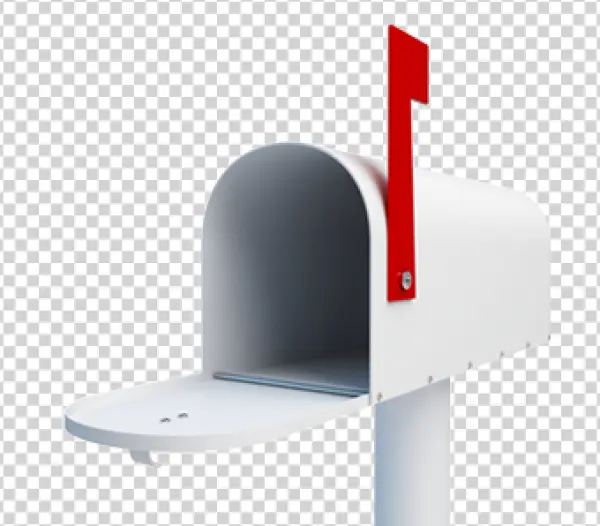 White Mailbox with Red Flag PNG Transparent Background