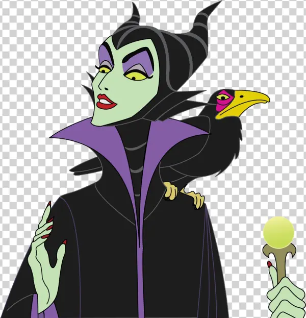 Maleficent with Raven and Magic Staff PNG Transparent