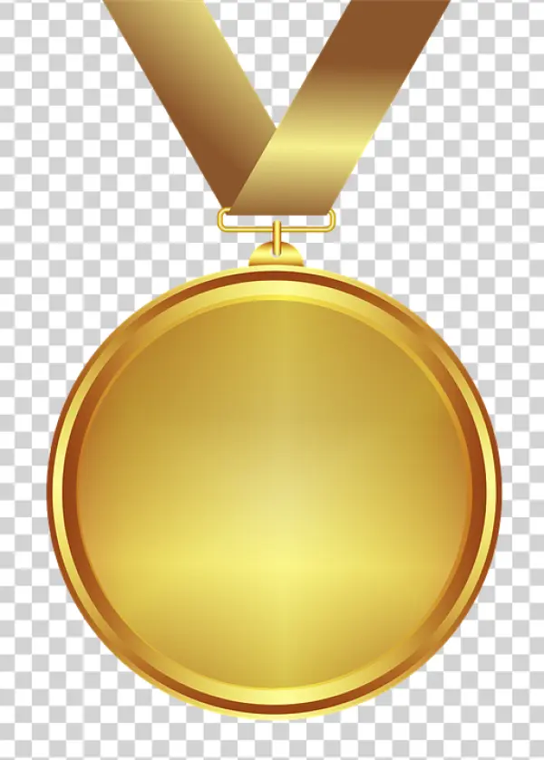 Gold Medal with Brown Ribbon Transparent PNG