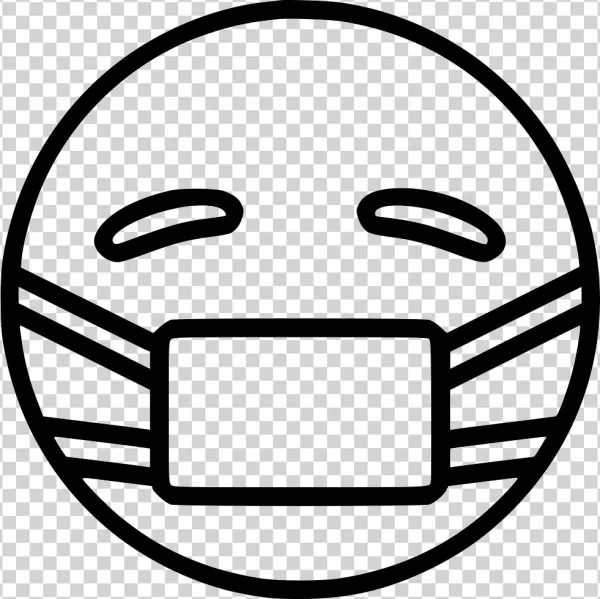 Masked Face Emoji Outline PNG Transparent