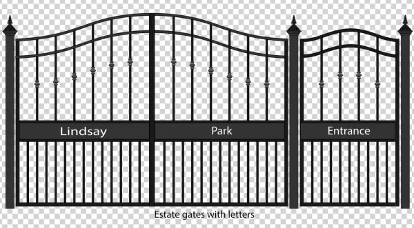 Black Wrought Iron Gate Lindsay Park Entrance PNG
