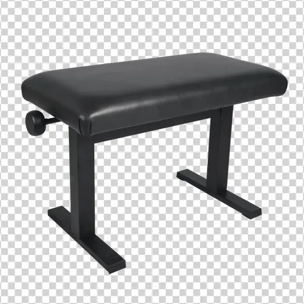 Black Padded Piano Bench PNG Transparent Background