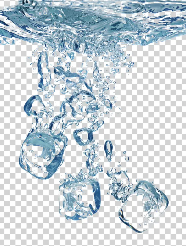Ice Cubes Splashing in Water PNG Transparent Background