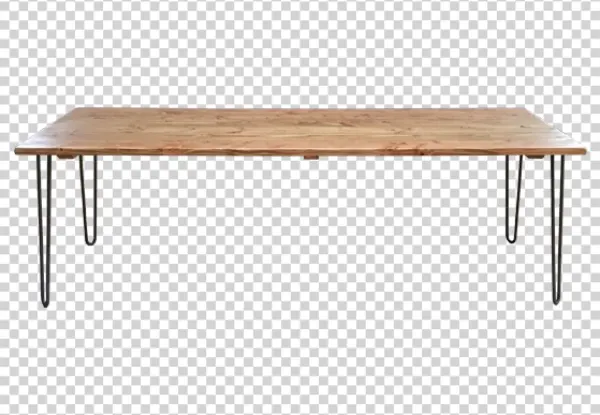 Wooden Table with Hairpin Legs PNG Transparent Background