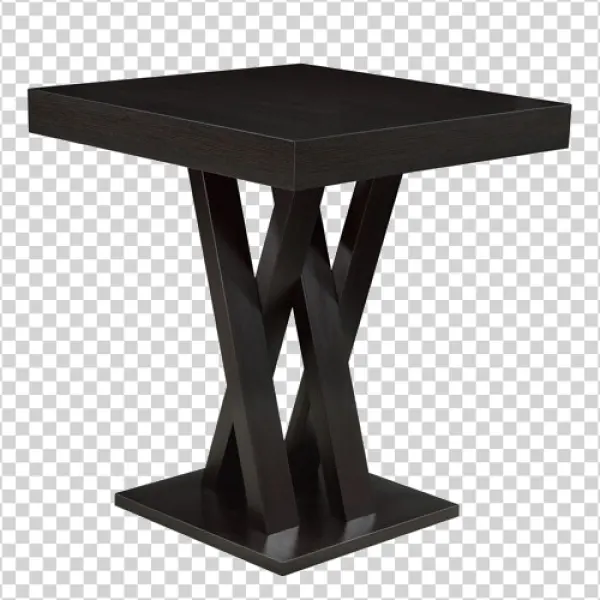Dark Wood Square Table with Twisted Base PNG