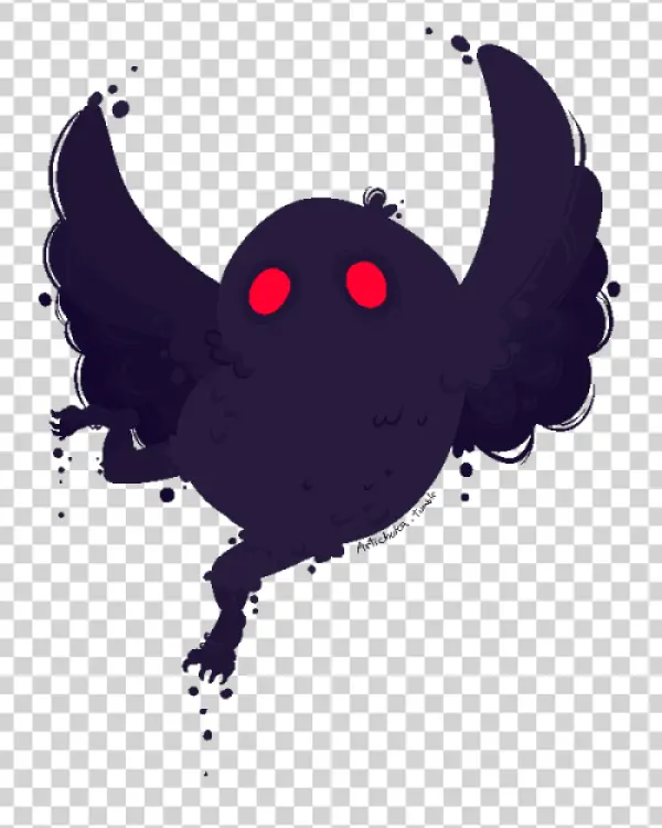 Shadow Moth Creature with Red Eyes PNG