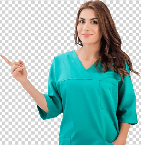 Smiling Medical Professional Pointing PNG