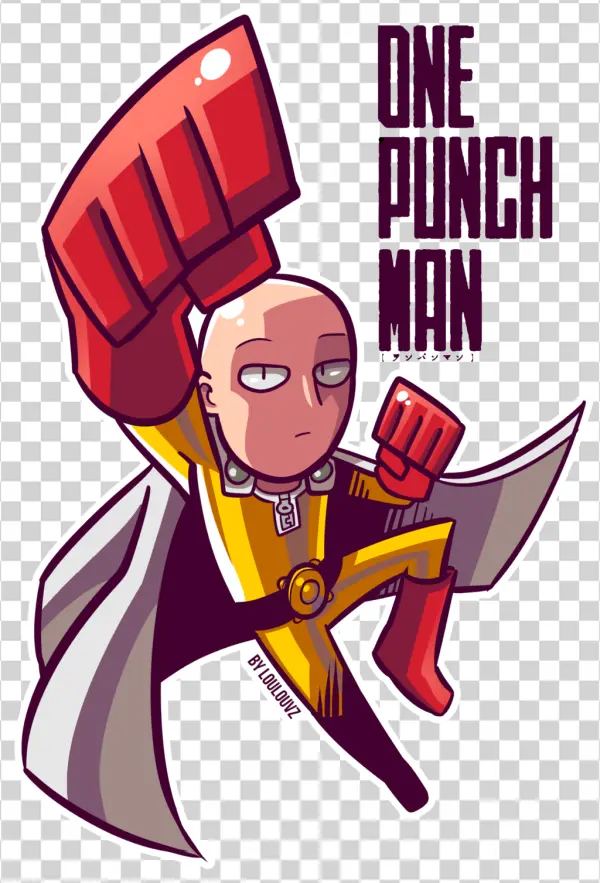 Saitama One Punch Man Chibi Sticker PNG