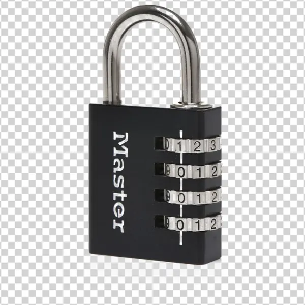 Black Combination Padlock PNG Transparent Background