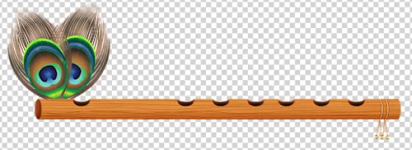 Flute with Peacock Feathers PNG Transparent Background