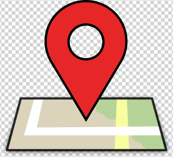 Red Map Pin on Stylized Map PNG Transparent