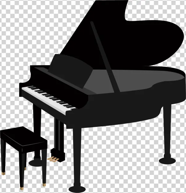 Grand Piano with Stool PNG Transparent Background