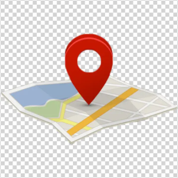 Map with Red Location Pin PNG Transparent Background