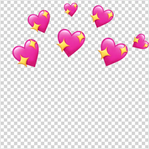 Sparkling Pink Hearts Emoji PNG Transparent Background