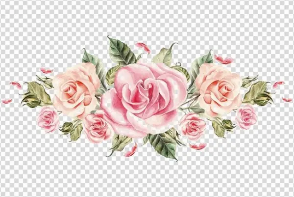 Pink and Peach Watercolor Rose Floral Arrangement PNG