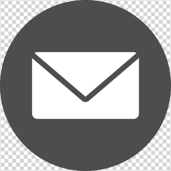 White Mail Envelope Icon in Grey Circle PNG