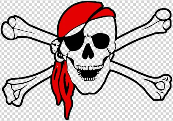 Red Bandana Pirate Skull and Crossbones PNG