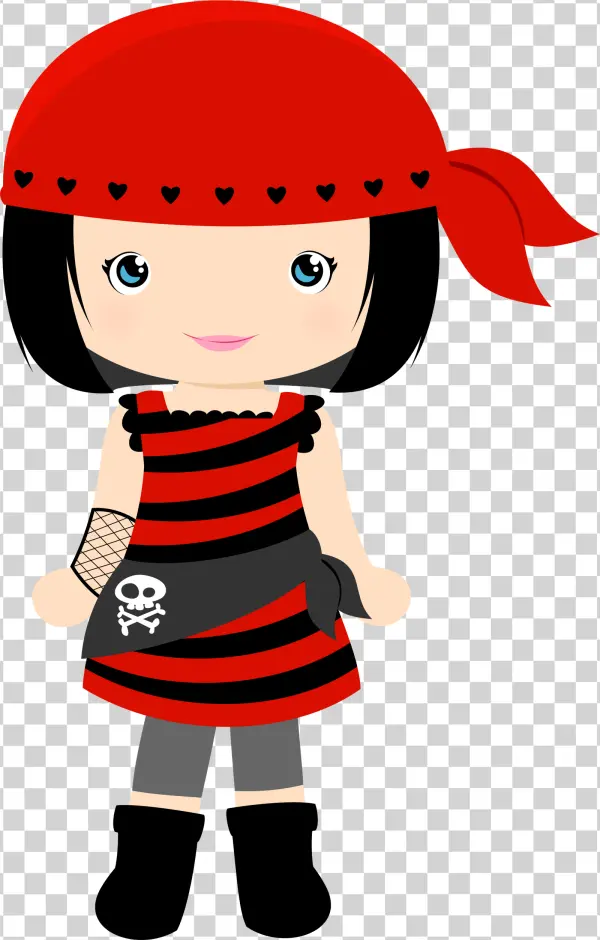 Cute Cartoon Pirate Girl PNG