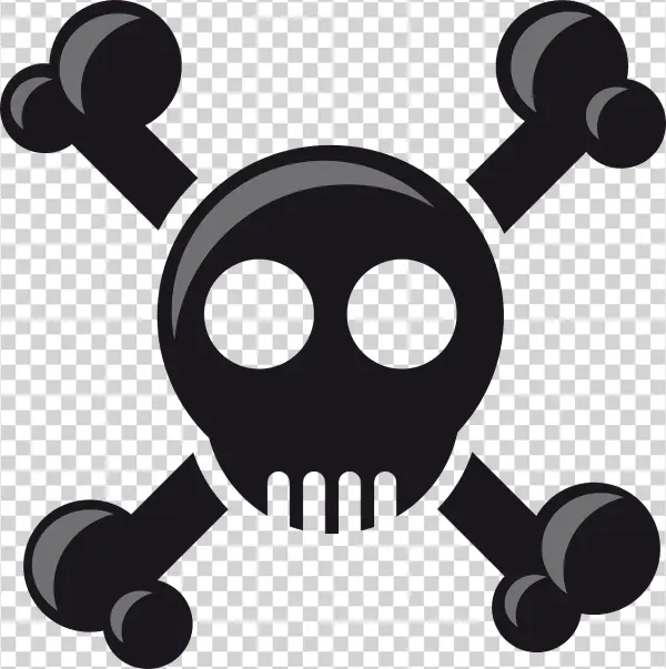 Black Skull and Crossbones Icon PNG