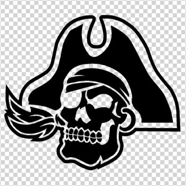 Pirate Skull with Tricorn Hat PNG Transparent Background