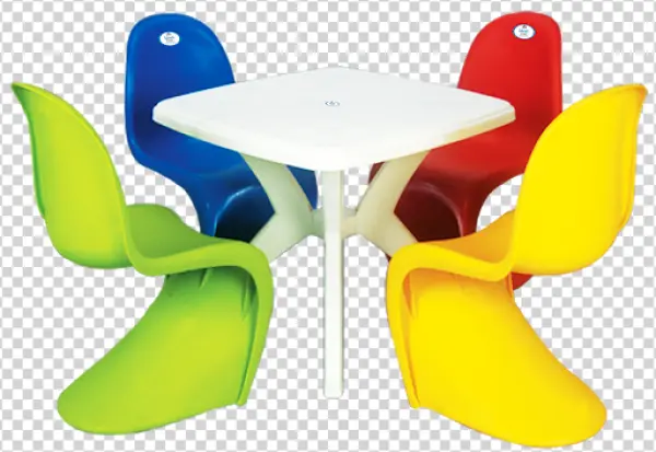 Colorful Kids Table and Chairs PNG Transparent Background