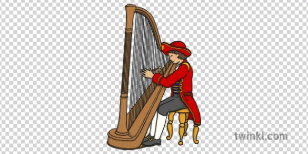 Cartoon Man Playing Harp PNG Transparent Background