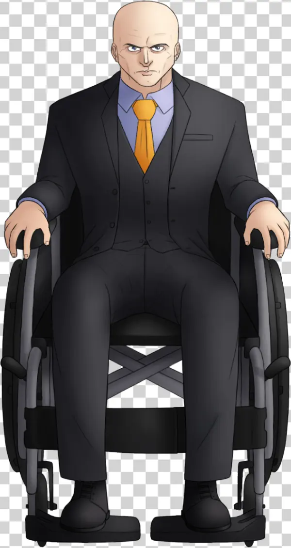 Bald Man in Wheelchair Suit PNG Transparent Background