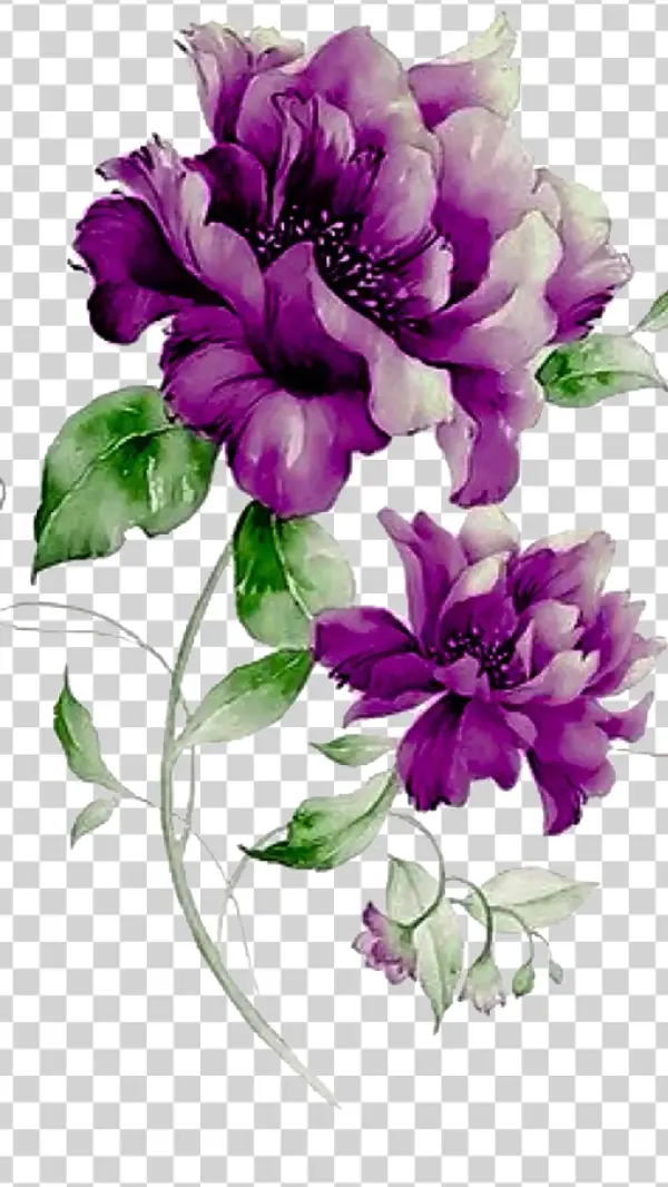 Vibrant Purple Watercolor Flowers PNG