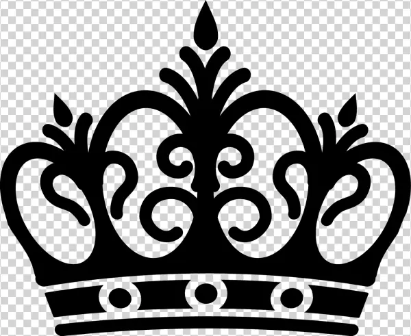 Ornate Black Crown Silhouette PNG Transparent