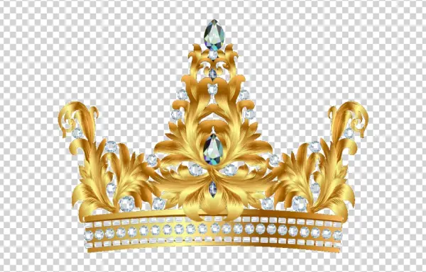 Ornate Golden Crown with Jewels PNG Transparent Background