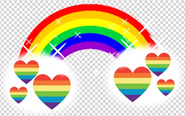 Sparkling Rainbow and Hearts PNG Transparent Background