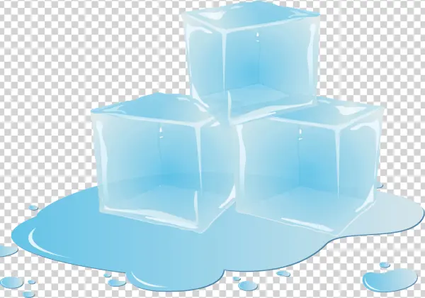 Ice Cubes with Melted Water PNG Transparent Background