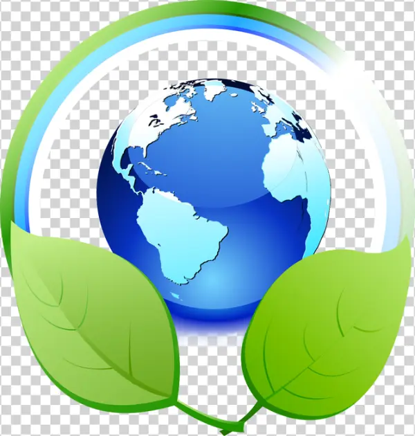 Eco-Friendly Earth Globe with Green Leaves PNG