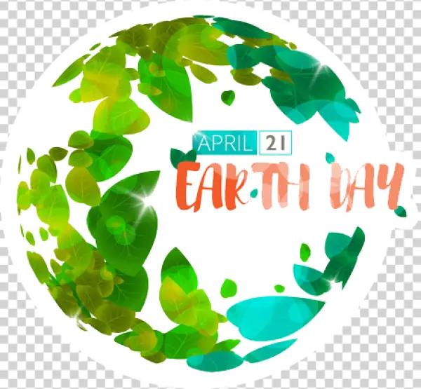 Earth Day Leafy Globe Sticker PNG