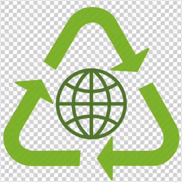 Green Recycle Globe Icon Transparent Background