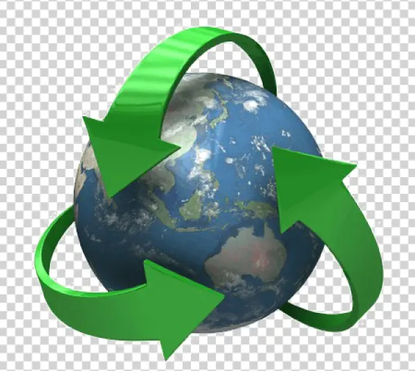 Earth Globe with Green Recycling Arrows PNG