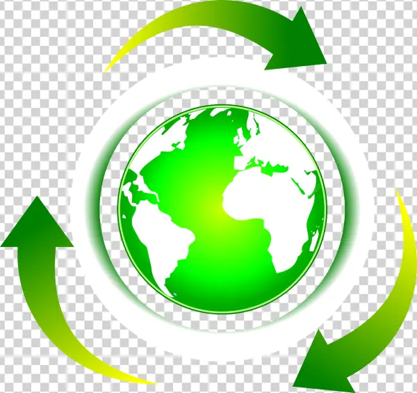 Green Earth Globe Recycling Symbol PNG