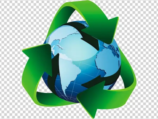 Green Recycling Arrows Around Earth Globe PNG